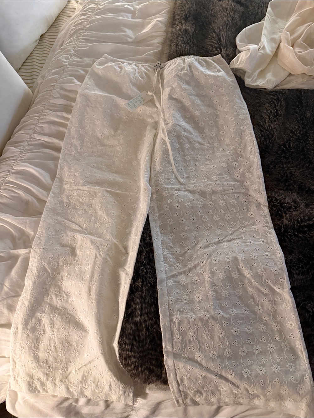 White Eyelet Drawstring Pants By Frankie’s Bikini’s